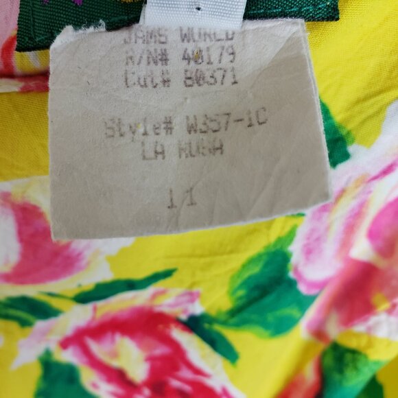 Vintage Jams World La Rosa Mini Dress Tunic Floral Crushed Rayon Yellow Pink S/M - Picture 7 of 11